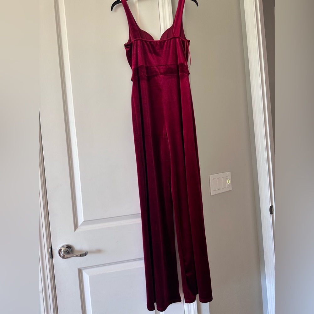 Red velvet jumpsuit